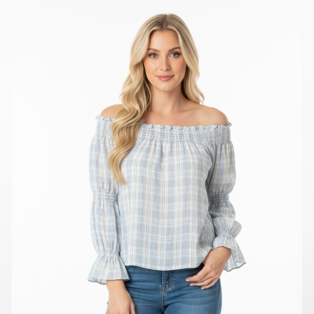 Love Riche medium blue striped top